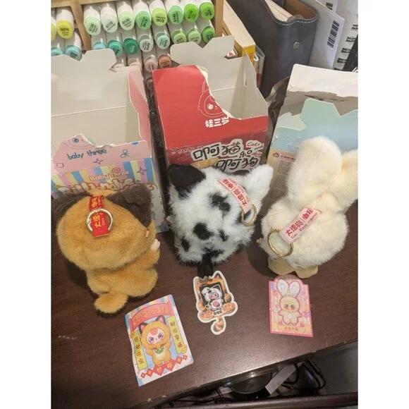 Baby Three Bundle Plushies Pendants *JUST THE BLACK/WHITE CAT* - Picture 2 of 2